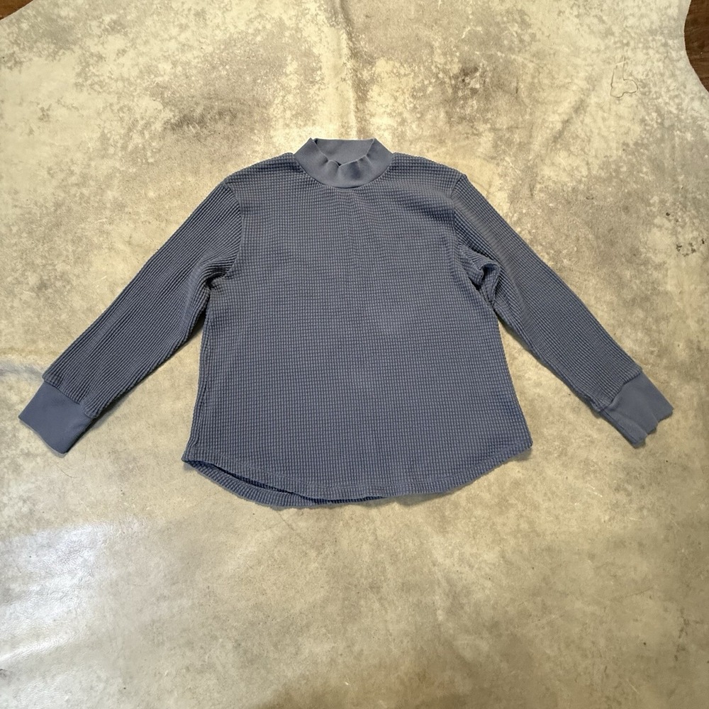 Madewell Waffle Knit Mockneck Sweatshirt Womens Large Sunfaded Indigo Blue